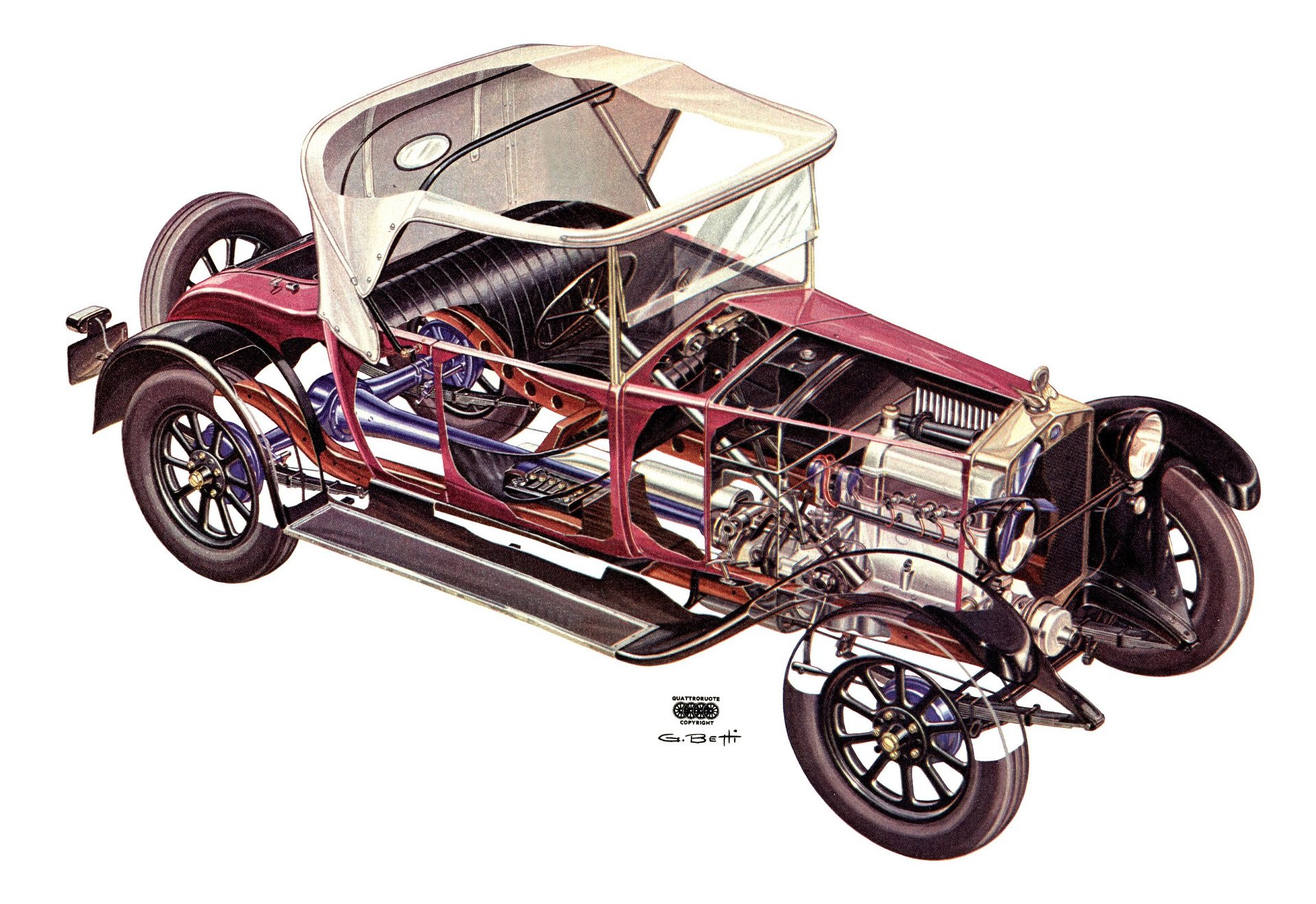 fiat, 509b, 1924, Cars, Technical, Cutaway Wallpaper