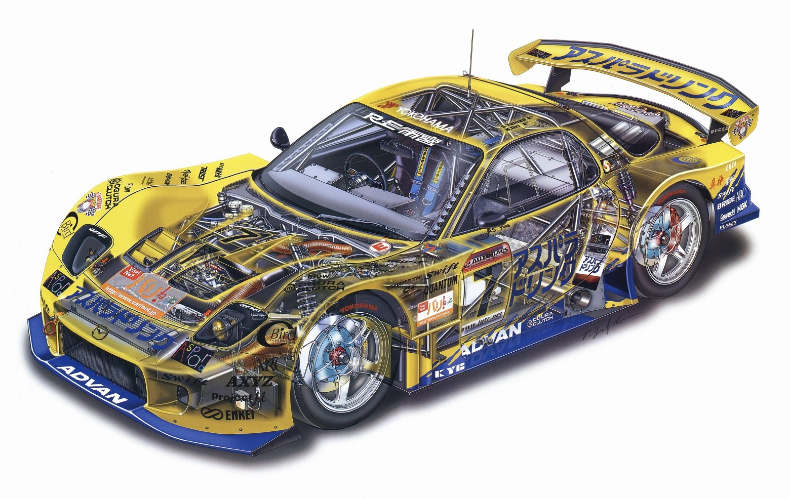 mazda, Rx 7, Gt, Jgtc, Racecars, Cars, Technical, Cutaway Wallpaper