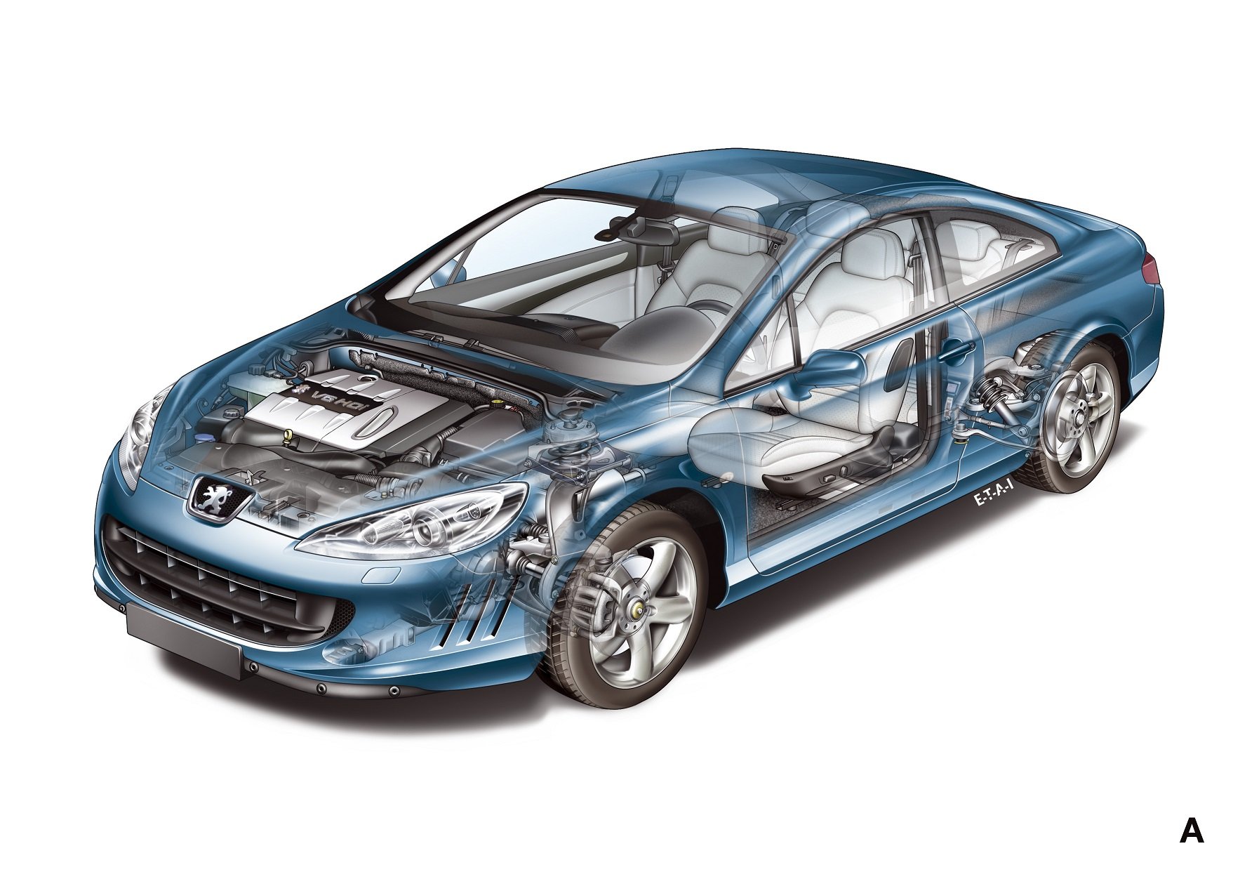 peugeot, 407, Coupe, 2004, Cars, Technical, Cutaway Wallpaper