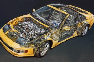nissan, 300 zx, Turbo 1990, Cars, Technical, Cutaway