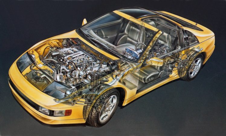 nissan, 300 zx, Turbo 1990, Cars, Technical, Cutaway HD Wallpaper Desktop Background