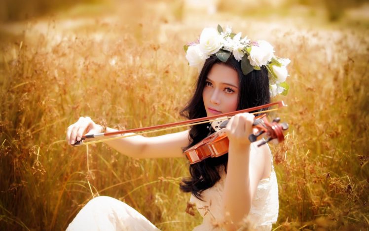 oriental, Asian, Girl, Girls, Woman, Women, Female, Model, Violin HD Wallpaper Desktop Background
