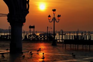 italy, Piazza, San, Marco, Sunset, Venice, Dogeand039s, Palace, Birds
