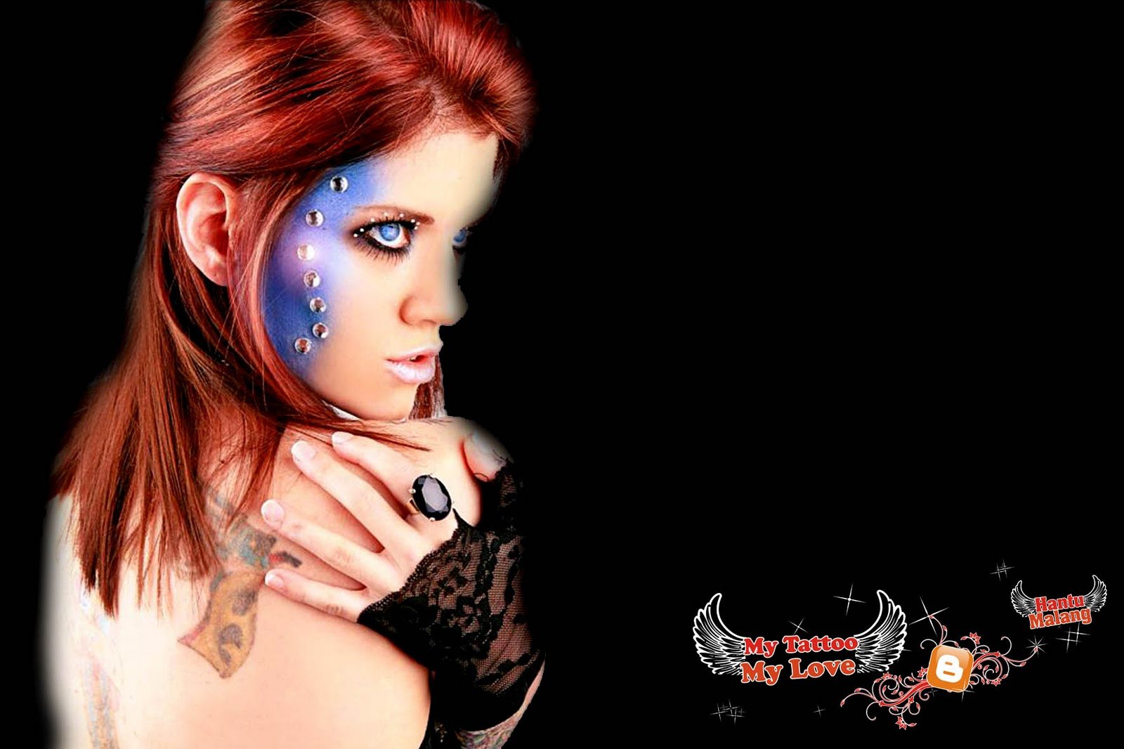 sensuality,  , Digital, Style, Tattoo, Loves, Face Wallpaper