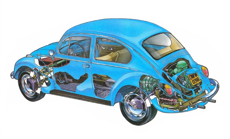 volkswagen, Beetle, 1200, Technical, Cars, Cutaway HD Wallpaper Desktop Background