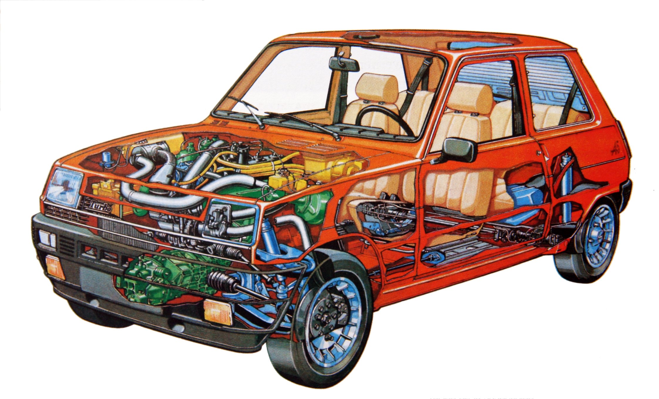 renault r5, Alpine, Turbo, 1981, Technical, Cars, Cutaway Wallpaper