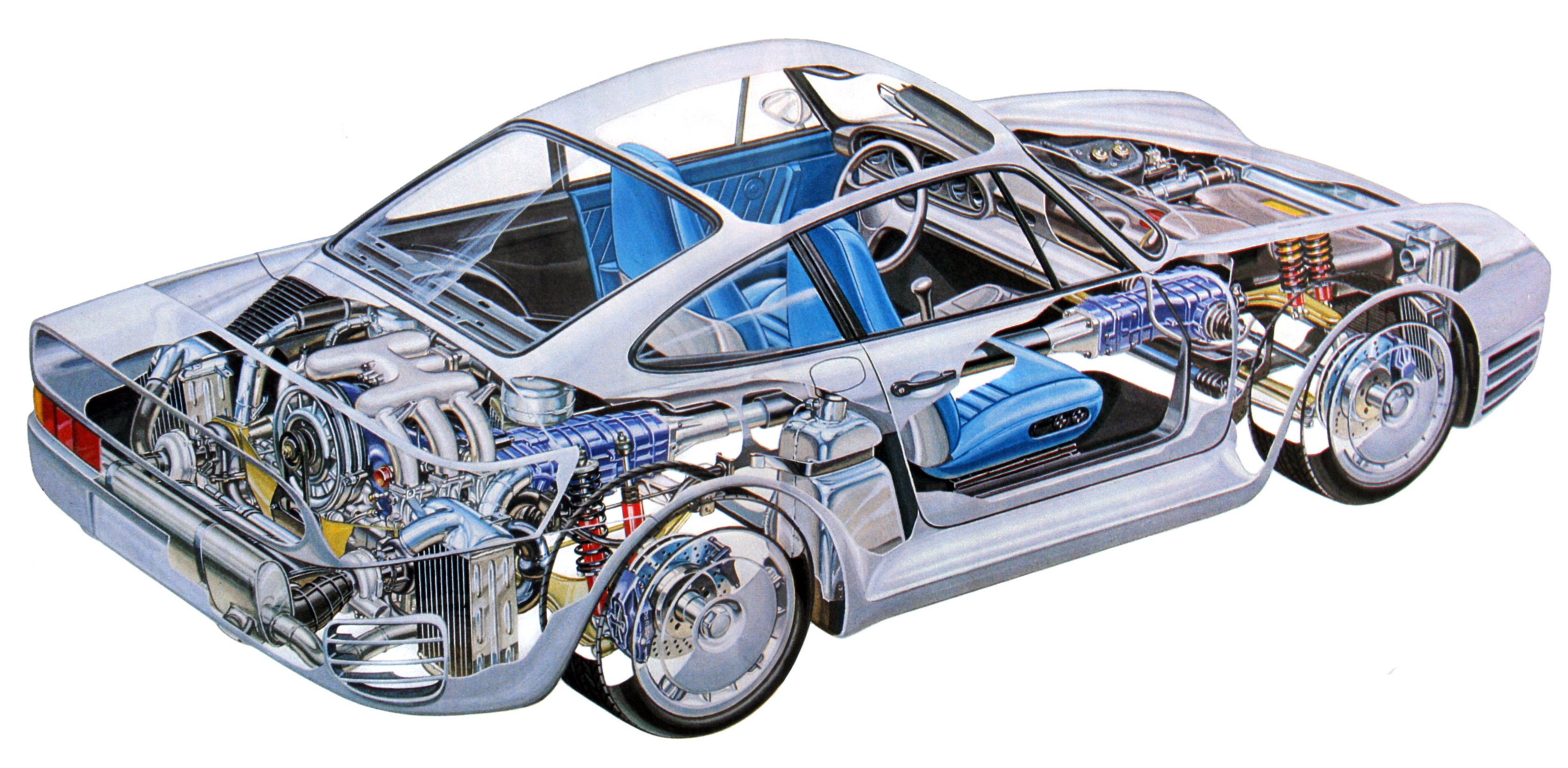 porsche, 959, Technical, Cars, Cutaway Wallpaper