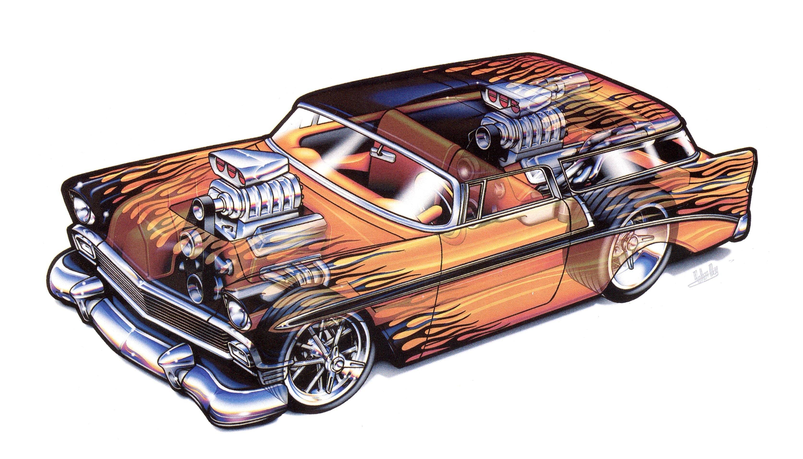chevrolet, Nomad, 1956, Technical, Cars, Cutaway Wallpaper