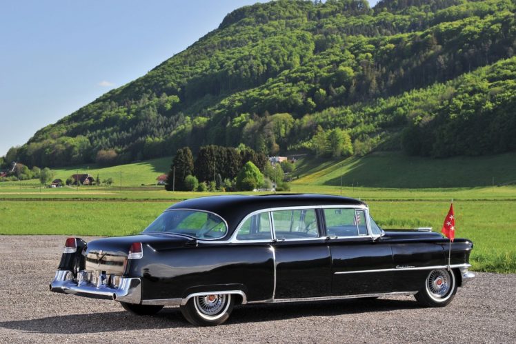 1955, Cadillac, Fleetwood, Seventy five, Black, Presidential, Limousine, Cars, Classic HD Wallpaper Desktop Background