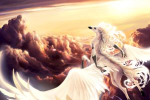 art, Fantasy, Pegasus, Horse, Wings, Hands, In, The, Sky, Flying, Clouds, Belts, Sun