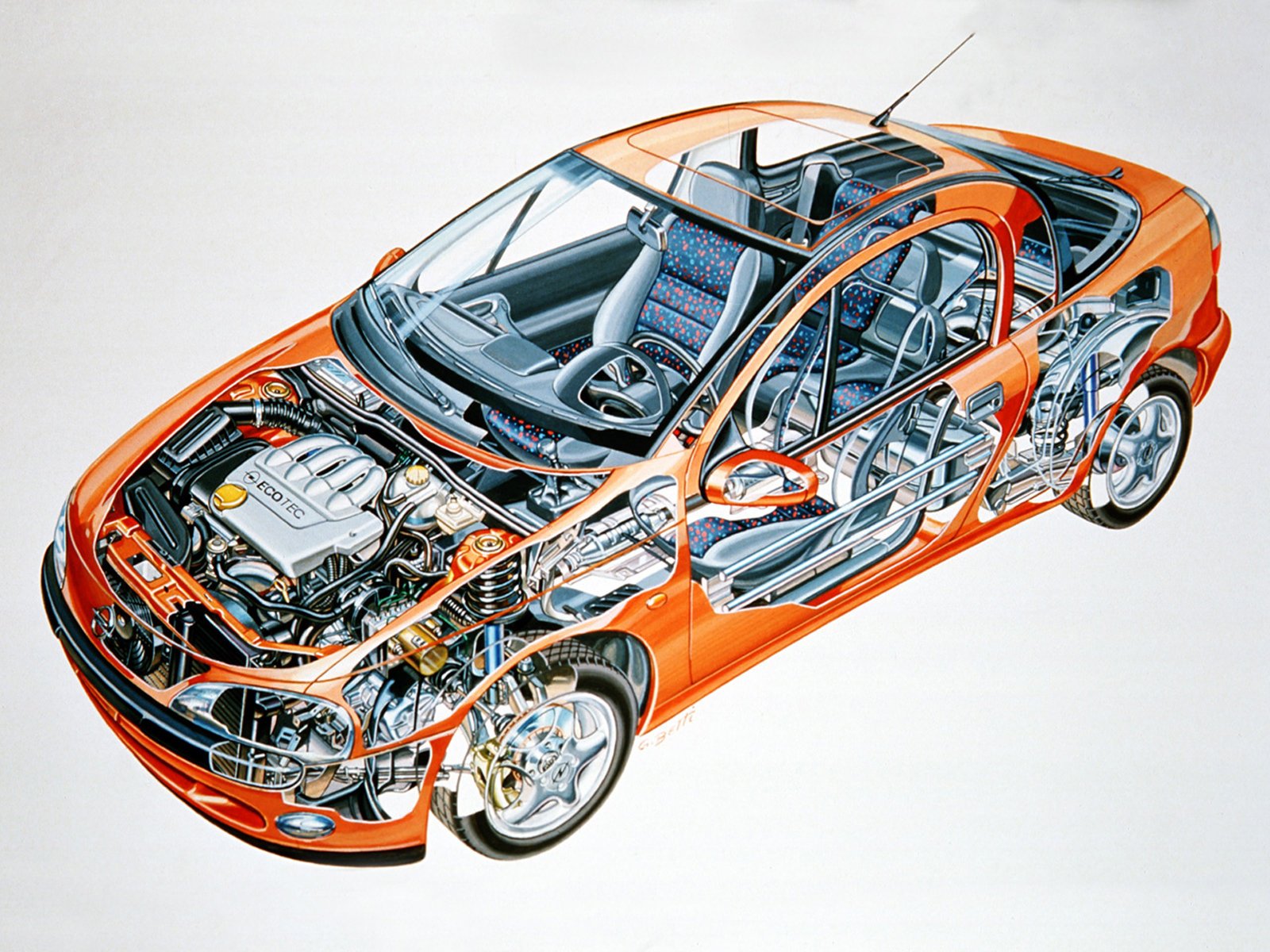 opel, Tigra, Cars, Technical, Cutaway Wallpaper