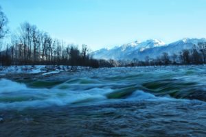 river, Mountains, Trees, For, Nature, Winter