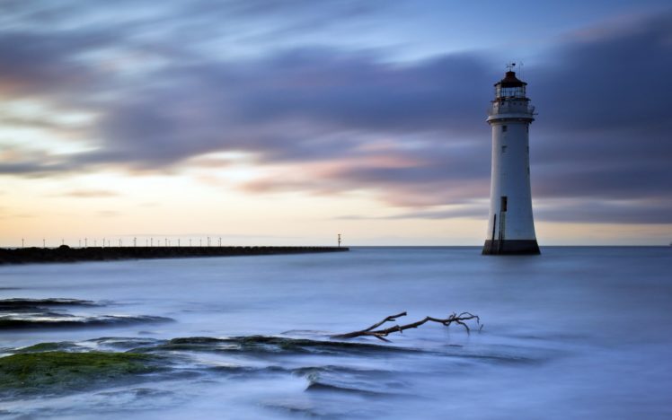sea, Aeyaey, Lighthouse, Night, Landscape, Ocean HD Wallpaper Desktop Background