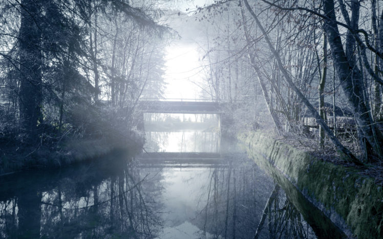 bridge, River, Reflection, Trees HD Wallpaper Desktop Background