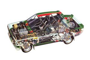 fiat, Abarth, 131, Rally, Corsa, 1976, Cars, Technical, Cutaway