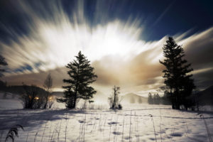 sunlight, Trees, Snow, Winter, Clouds, Timelapse