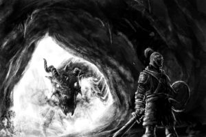 warriors, Dragons, Cave, Fantasy