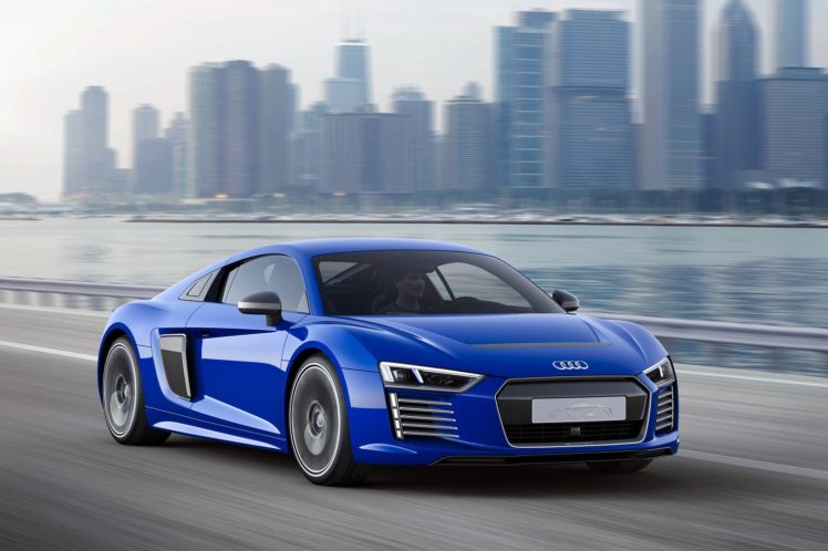 audi r8, E tron, Piloted, Driving, Concept, 2015, Cars, Coupe, Blue HD Wallpaper Desktop Background