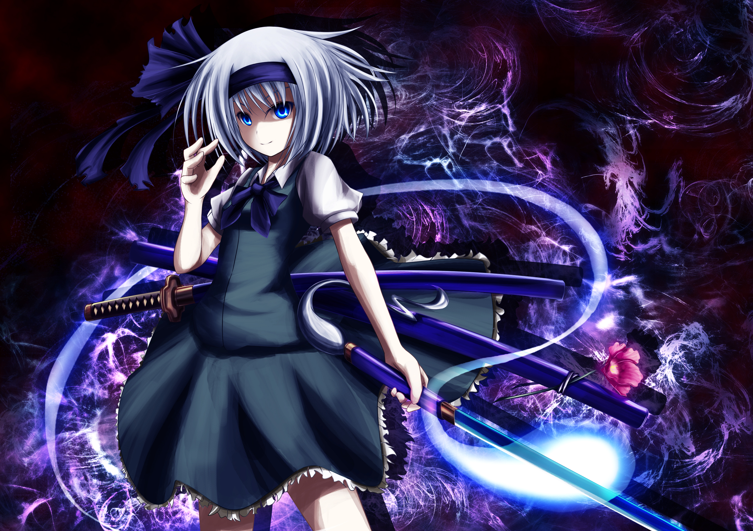 blue, Eyes, Katana, Kiddy, Grade, Konpaku, Youmu, Sword, Touhou, Weapon Wallpaper
