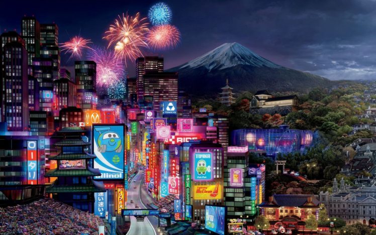 cars, 2, Tokio, Drift, Walt, Disney, Pixar, Animated, Film, Racing, Sport, Mcqueen, World, Grand, Prix, Cities, Fireworks HD Wallpaper Desktop Background