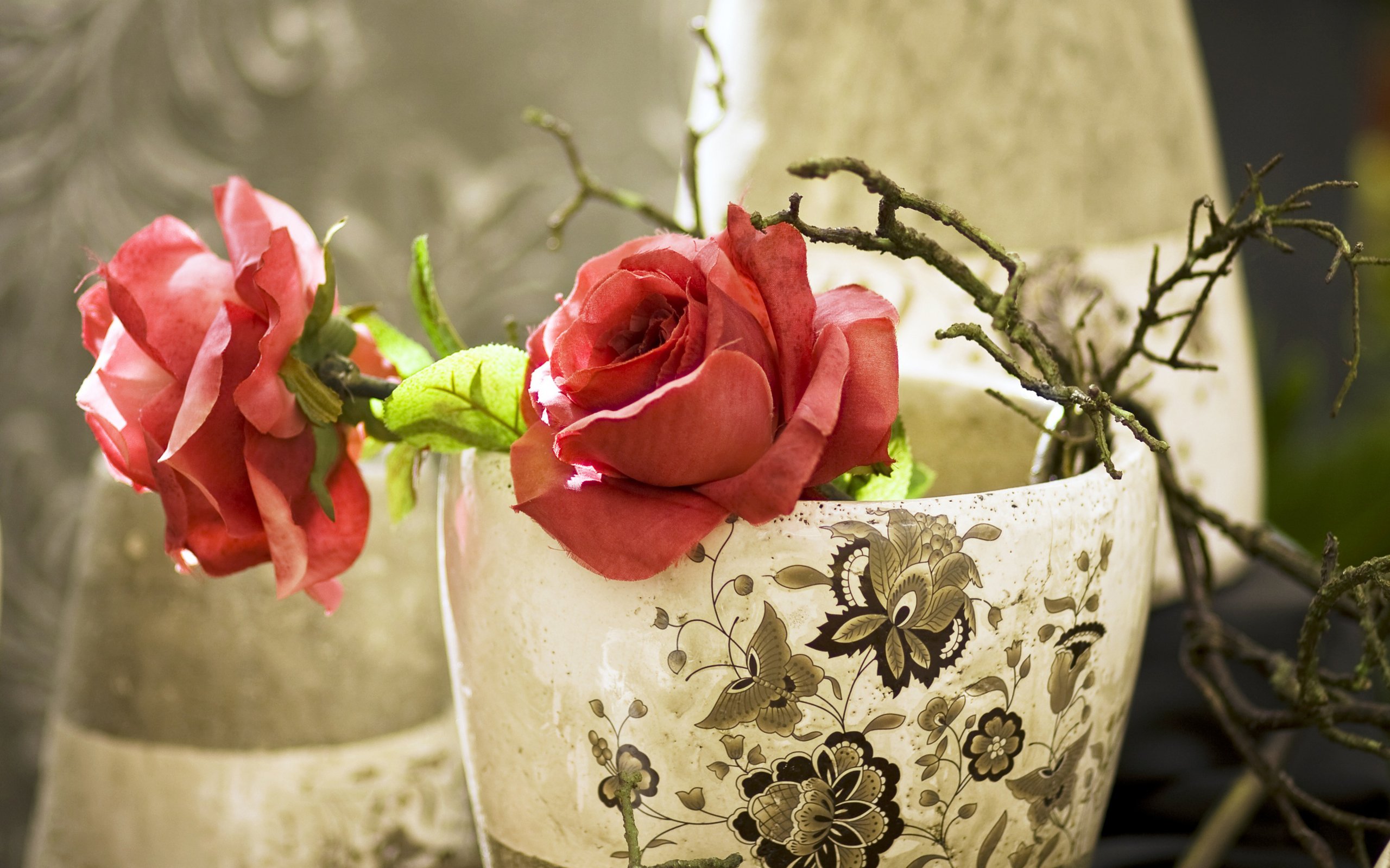artificial, Roses, Pink Wallpaper