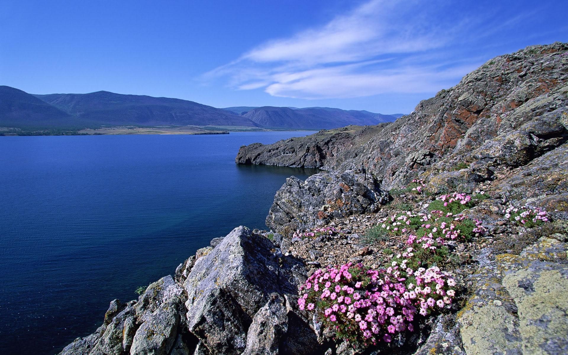 rocky, Shoreline, Barakchin, Island, Lake, Baikal Wallpaper