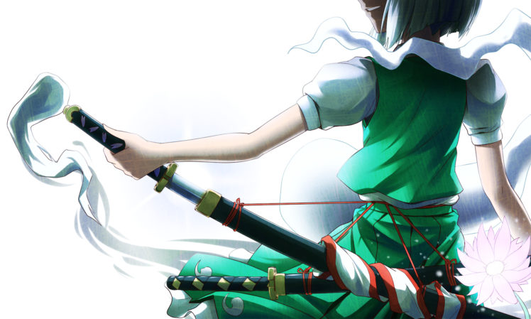 flowers, Katana, Konpaku, Youmu, Puretails, Sword, Touhou, Weapon HD Wallpaper Desktop Background