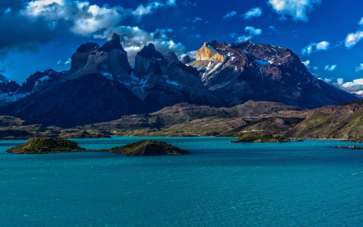 nature, Chile, Patagonia, Chile, Patagonia, Mountains, Snow, Water, Islands, Sky, Clouds HD Wallpaper Desktop Background