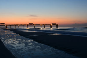pier, Ocean, Sunset, Beach