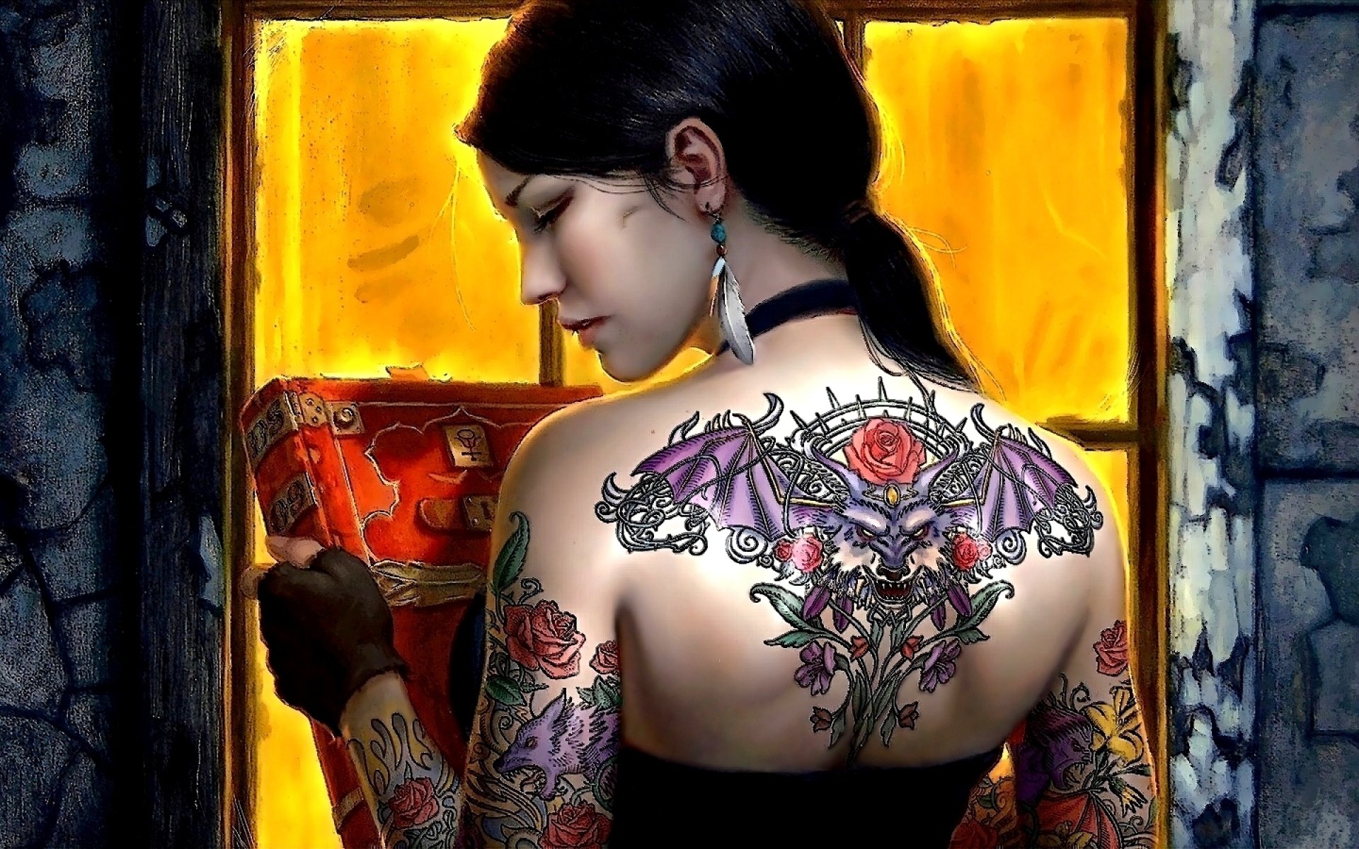 fantasy, Original, Art, Artistic, Artwork, Tattoo, Girls, Girl Wallpaper