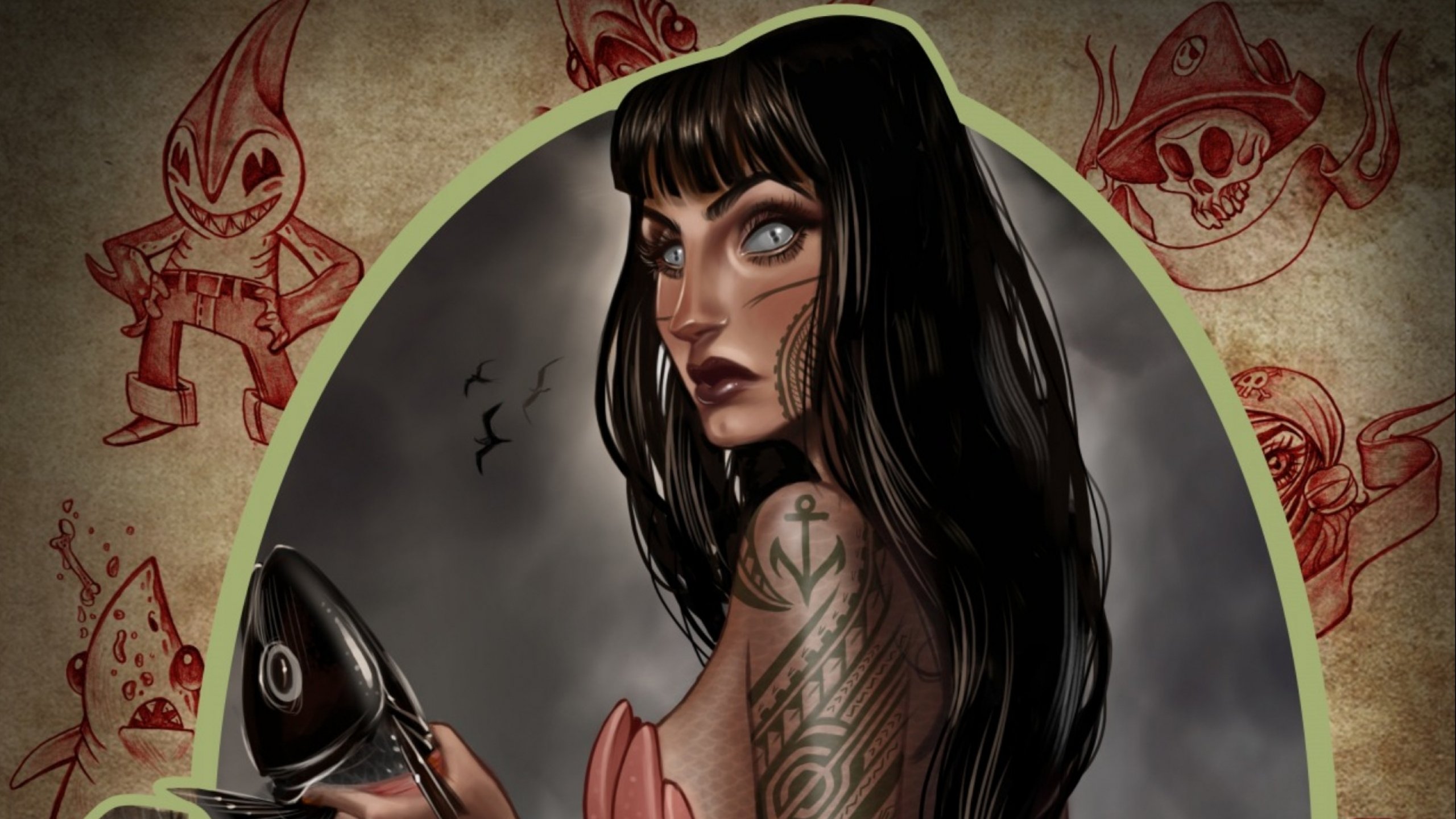 fantasy, Original, Art, Artistic, Artwork, Tattoo, Girls, Girl Wallpaper