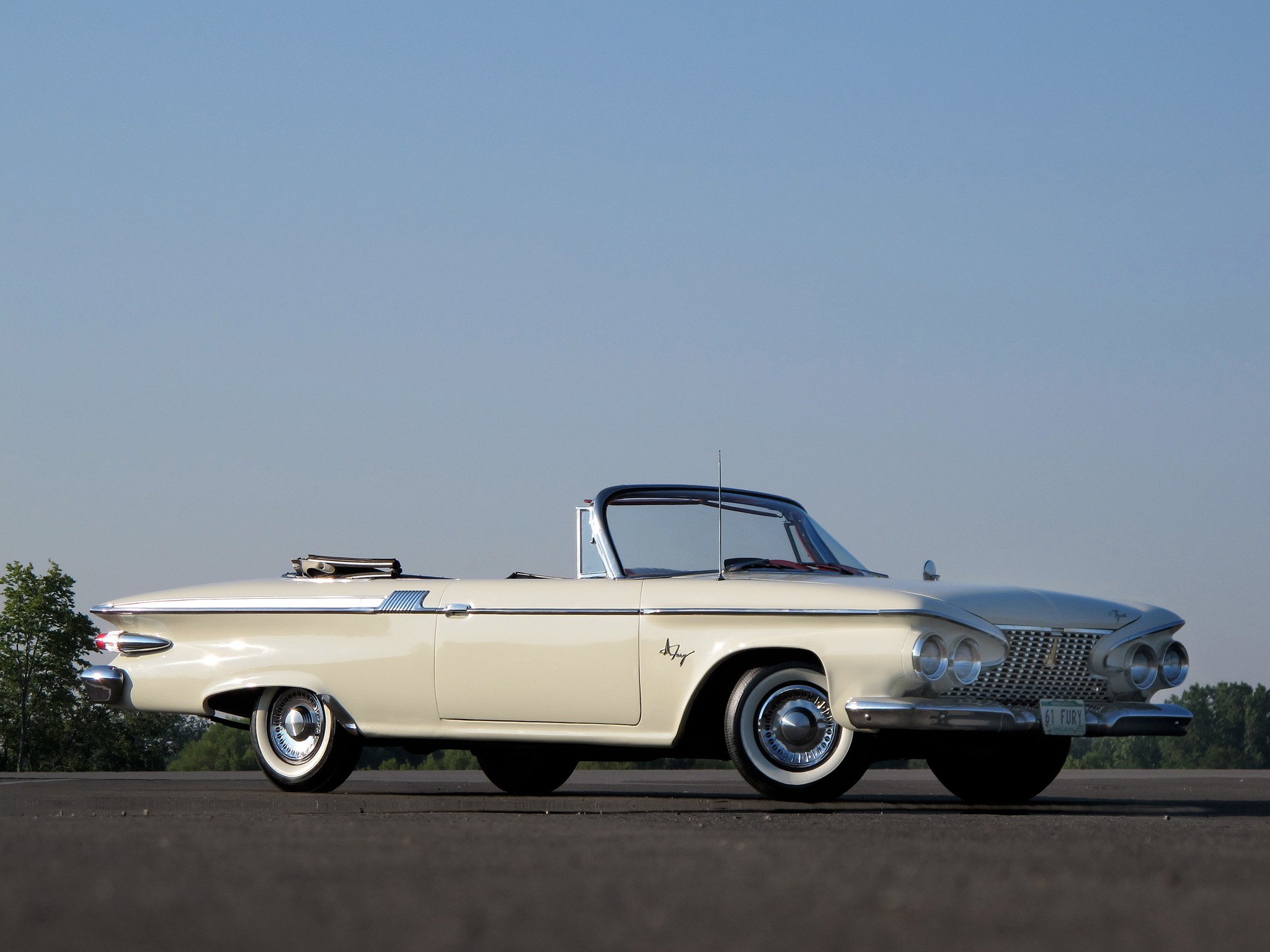 plymouth, Fury, Convertible, 1961, Classic, Cars, Red Wallpaper