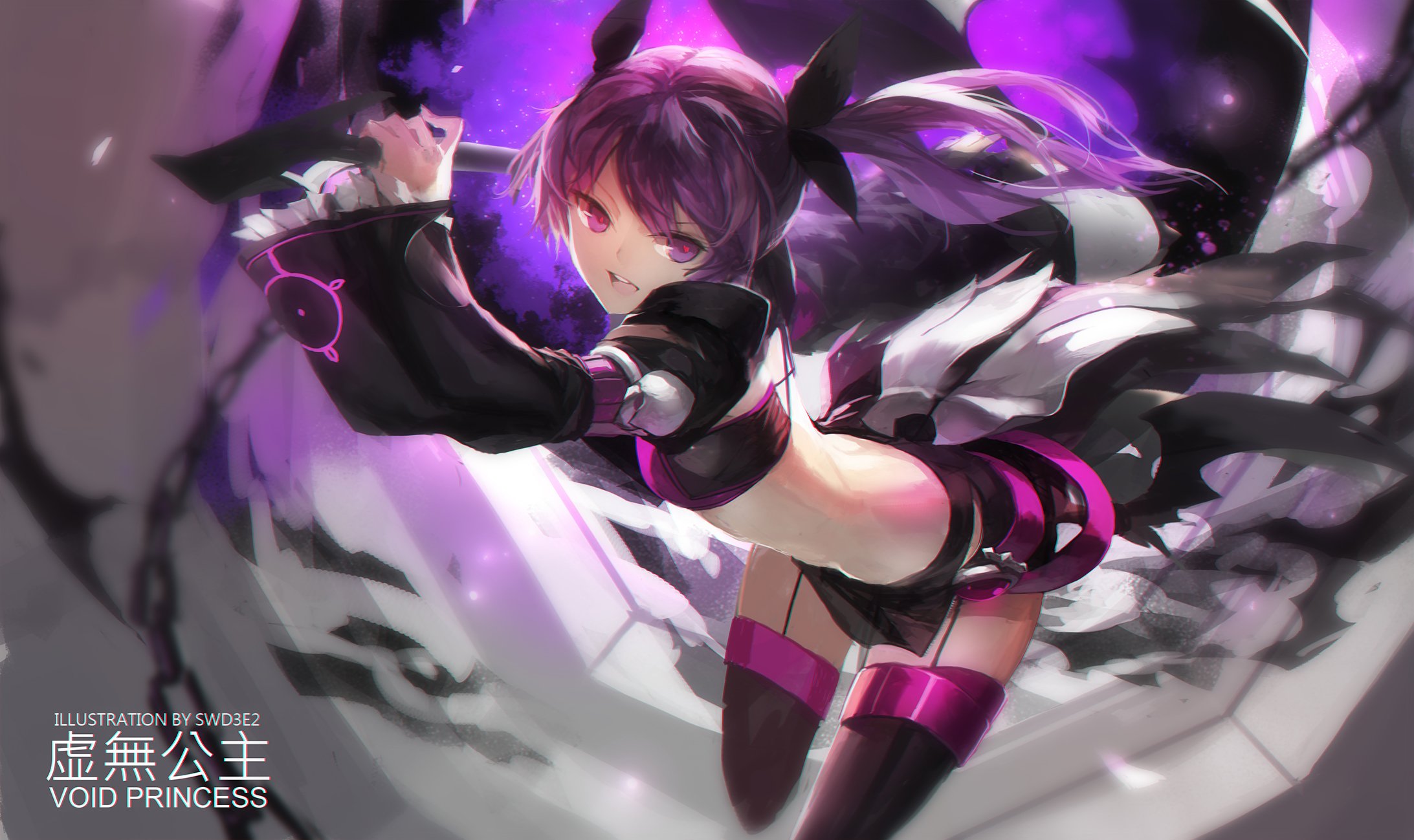 aisha,  elsword , Elsword, Pink, Eyes, Pink, Hair, Swd3e2, Sword, Thighhighs, Twintails, Watermark, Weapon Wallpaper