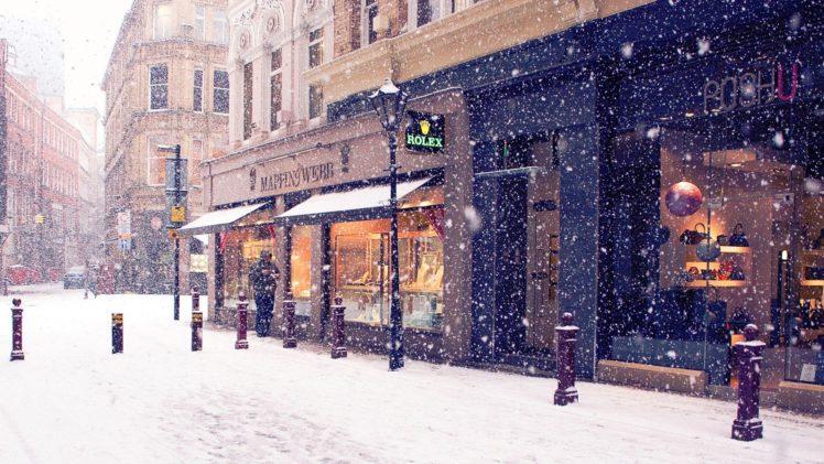 street, City, Snow, Winter, Beautiful HD Wallpaper Desktop Background