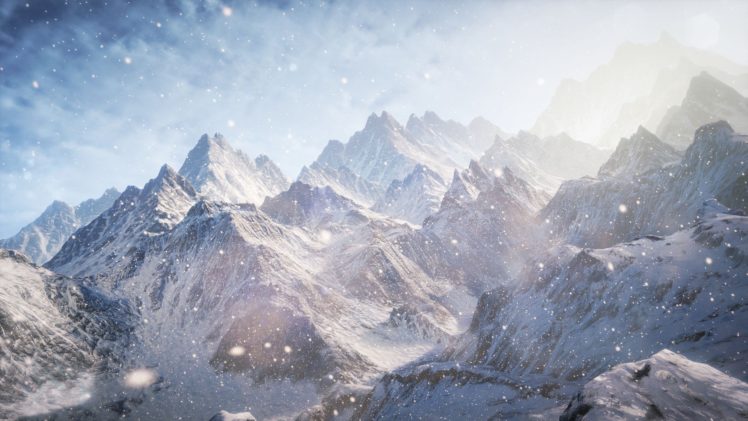 landscape, Sky, Beautiful, Clouds, Snow, Mountain HD Wallpaper Desktop Background