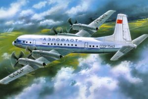 ll 18 , Ilyushin, Art, Passenger, Aircraft, Aeroflot