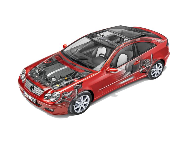 mercedes, Benz, C class, Sport, Coupe, Cars, Technical, Cutaway, 2010 HD Wallpaper Desktop Background