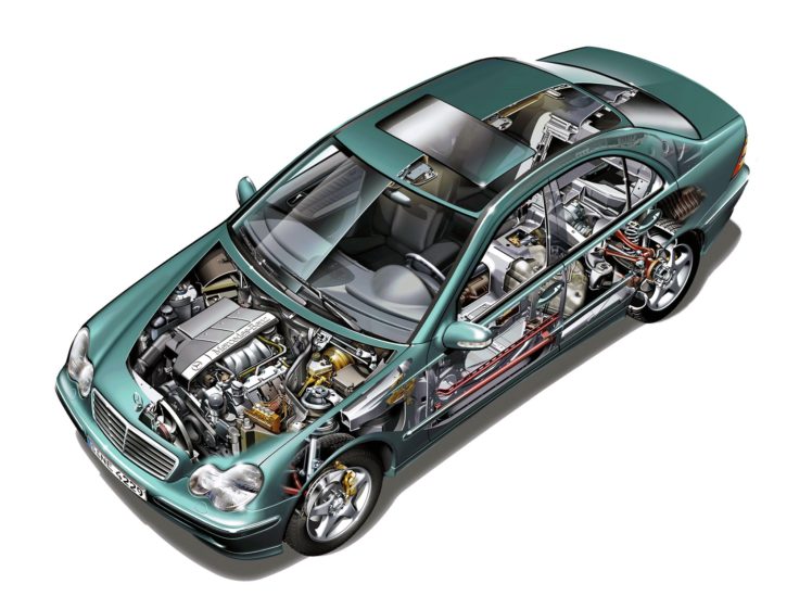 mercedes, Benz, C 230, Sedan, Cars, Technical, Cutaway, 2010 HD Wallpaper Desktop Background