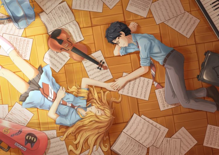 anime, Series, Characters, Music, Notes, Violin, Girl, Boy HD Wallpaper Desktop Background
