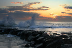 sea, Spray, Rocky, Coast, Landscape, Sunset