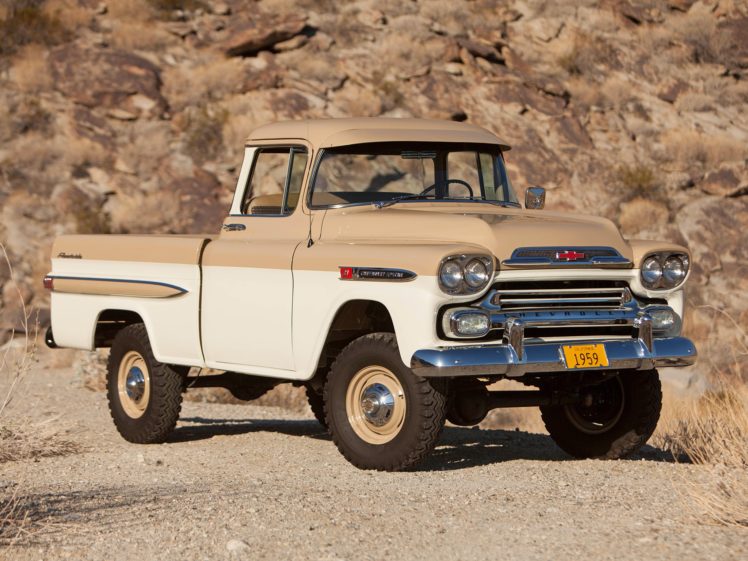 1959, Chevrolet, Napco, Apache, 31, Deluxe, Fleetside, Pickup, Truck, Classic, Cars HD Wallpaper Desktop Background