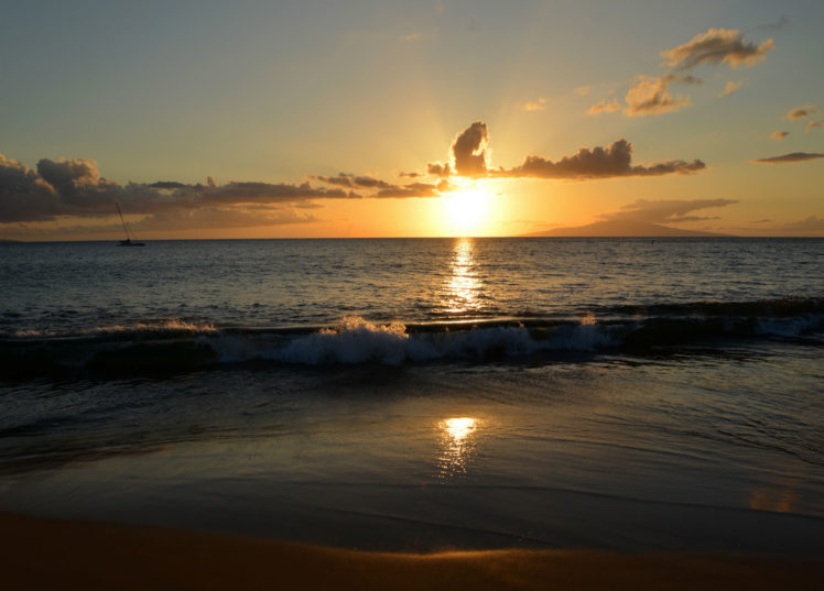 sunrises, And, Sunsets, Sea, Sky, Maui, Hawaii, Horizon, Nature HD Wallpaper Desktop Background