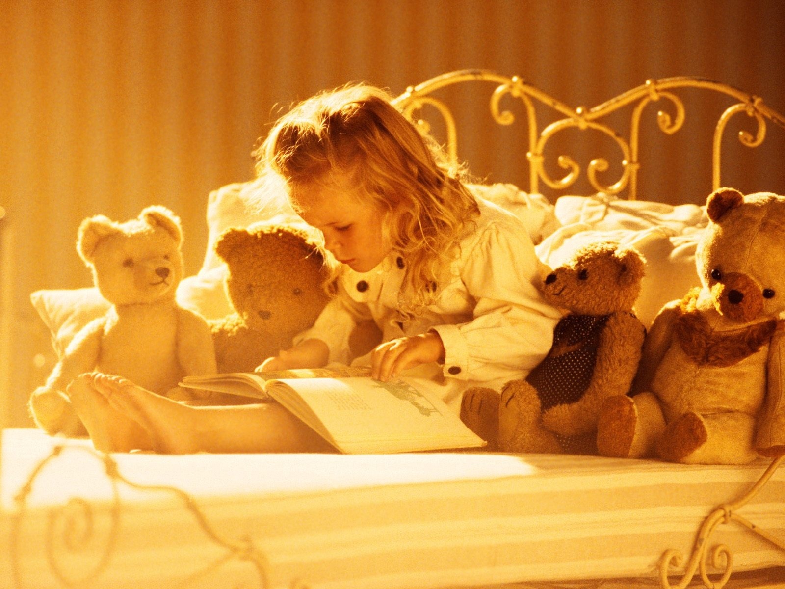tale, Girl, Book, Book, Reading, Teddy, Bear, Teddy, Bear, Toy Wallpaper