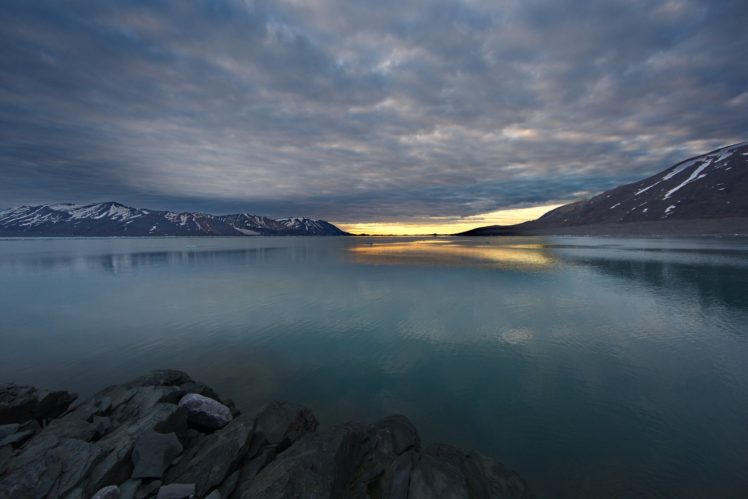 night, Spitsbergen, Fjord, Water, Smooth, Surface, Lake, Reflection HD Wallpaper Desktop Background