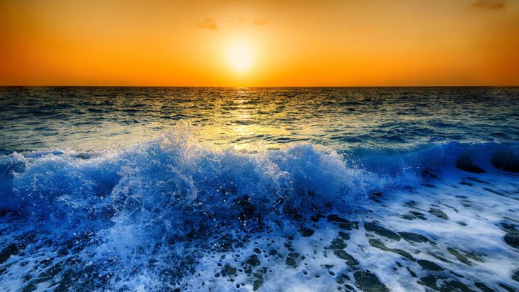 peloponnese, Greece, Ionian, Sea, Sea, Waves, Spray, Foam, Sunset, Ocean HD Wallpaper Desktop Background