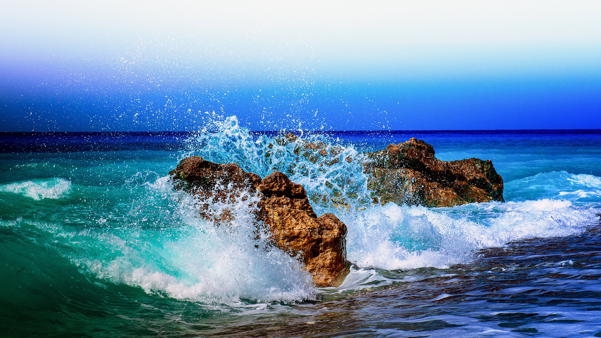 peloponnese, Greece, Ionian, Sea, The, Sea, Waves, Splashes, Stones, Ocean Wallpaper
