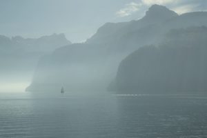 switzerland, Lake, Lucerne, Sailing, Morning, Fog, Lake, Mountains, Nature, Landscape, Mood