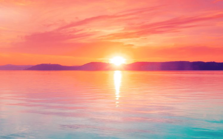 sunset, Night, Lake, Water, Sky, Red, Flare HD Wallpaper Desktop Background