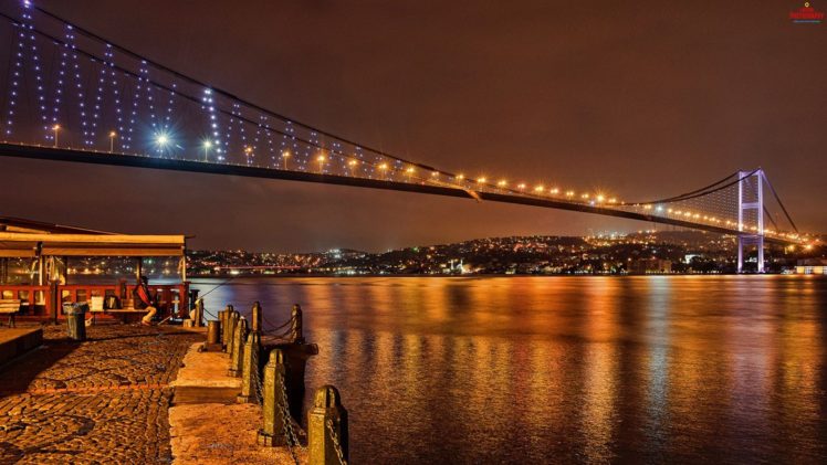 turkey, City, Night, Light, Sea HD Wallpaper Desktop Background