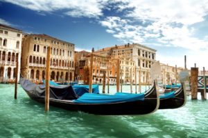 venice, Canal, Grande, Venice, Italy, The, Grand, Canal, Gondolas, Water, Green, Sea, Architecture, Sky, Clouds, Boats, Buildings